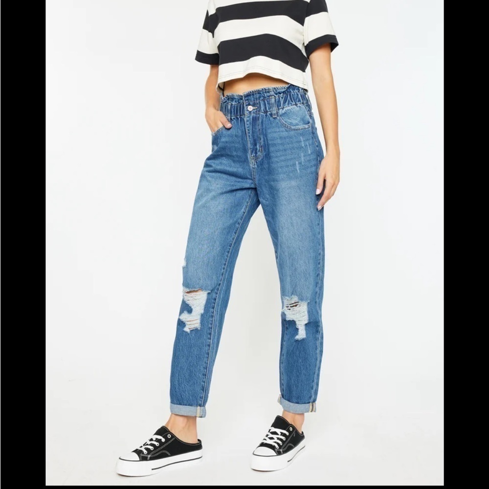 KanCan Olivia‎ High Rise Paperbag Distressed Boyfriend Jeans